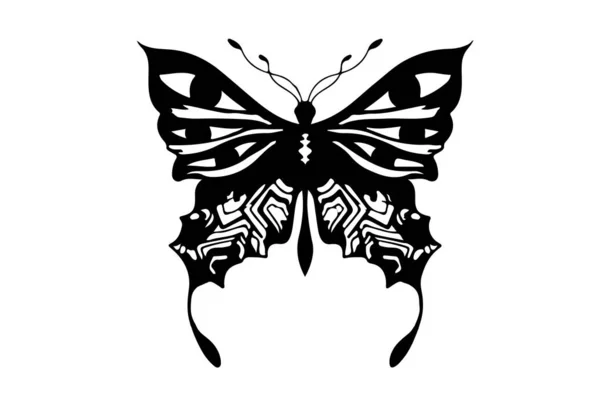 Abstrakter Schmetterling Mit Augenflügeln Isoliert Auf Weißem Hintergrund Vektorillustration — Stockvektor