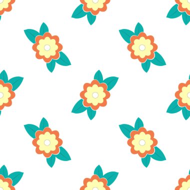 Beyaz arkaplanda izole edilmiş renksiz çiçek deseni - vektör illüstrasyonu