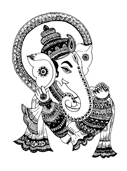 Digital Drawing Mehndi Art Design Concept Lord Ganesha Line Drawing — Διανυσματικό Αρχείο