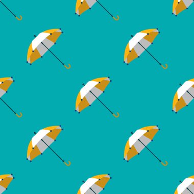 Açık yeşil zemin üzerinde izole edilmiş güzel beyaz ve sarı Şemsiye kusursuz desendedir - vektör çizimi