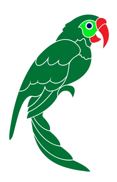 Krásný Barevný Papoušek Pták Izolovaný Bílém Pozadí Vektorová Ilustrace — Stockový vektor