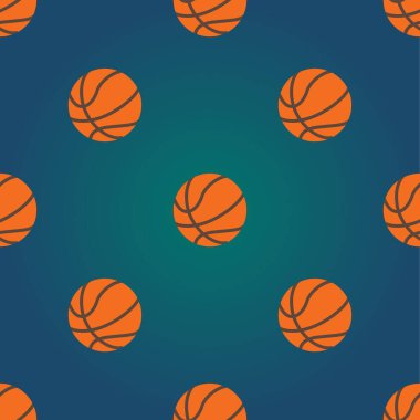 Koyu mavi arkaplanda izole edilmiş basketbol tasarımı kusursuz desen - vektör illüstrasyonudur 
