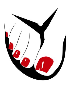 Güzel kadın ayakları, beyaz arka planda izole edilmiş kırmızı tırnak cilası ile yakın plan - vektör illüstrasyonu