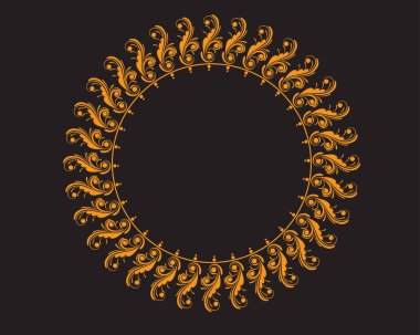 Çiçek dairesel veya yuvarlak çerçeve tasarımı kavramı koyu arkaplanda izole edilmiş - vektör illüstrasyonu