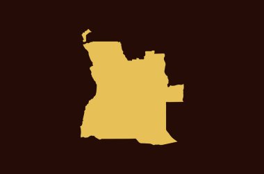 Angola 'nın kahverengi arka planında izole edilmiş altın renkli harita tasarımı - vektör illüstrasyonu