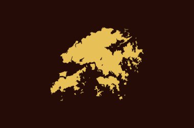 Altın renkli harita tasarımı Country Hong Kong 'un kahverengi arka planında izole edildi - vektör illüstrasyonu