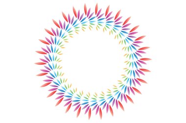 Yuvarlak çerçeve kavramı olarak dekore edilmiş renkli yapraklı yapraklar beyaz arkaplanda izole edilmiş - vektör illüstrasyonu