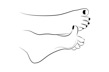 Beyaz arkaplanda izole edilmiş siyah tırnaklı kadın ayakları - vektör illüstrasyonu