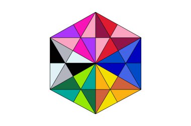 Beyaz arkaplanda izole edilmiş renkli geometrik nesnelerin soyut tasarım kavramı - vektör illüstrasyonu