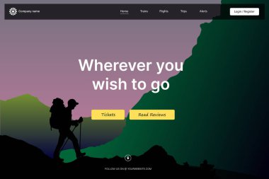 Seyahat Web sitesi iniş sayfası UI tasarımı izole - vektör illüstrasyonu