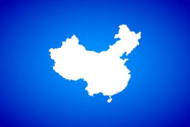 Beyaz harita Çin 'in mavi arkaplan tasarımı kavramında izole edildi - vektör illüstrasyonu