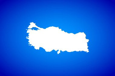 Türkiye Ülkesi 'nin mavi arkaplan tasarım kavramına izole edilmiş beyaz harita - vektör illüstrasyonu
