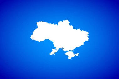 Ukrayna 'nın mavi arkaplan tasarımı kavramında izole edilmiş beyaz harita - vektör illüstrasyonu