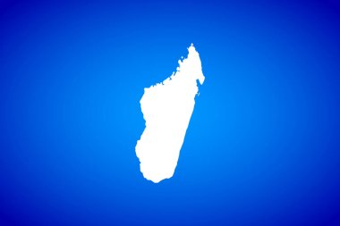 Beyaz harita, Country Madagascar 'ın mavi arkaplan tasarımı kavramında izole edildi - vektör illüstrasyonu
