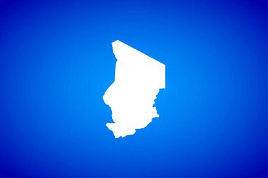 Beyaz harita, Country Chad 'in mavi arkaplan tasarımı kavramında izole edildi - vektör illüstrasyonu