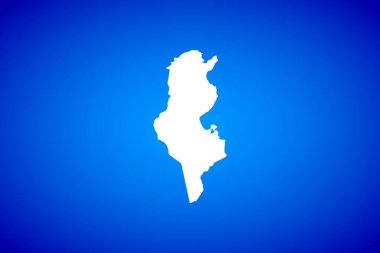 Tunus 'un mavi arkaplan tasarımı kavramında izole edilmiş beyaz harita - vektör illüstrasyonu