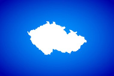 Çek Cumhuriyeti 'nin mavi arkaplan tasarımı kavramında izole edilmiş beyaz harita - vektör illüstrasyonu