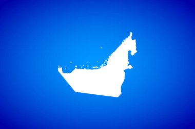 Ülke Birleşik Arap Emirlikleri 'nin mavi arkaplan tasarım kavramına izole edilmiş beyaz harita - vektör illüstrasyonu