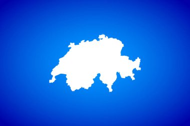 İsviçre 'nin mavi arkaplan tasarımı kavramında izole edilmiş beyaz harita - vektör illüstrasyonu