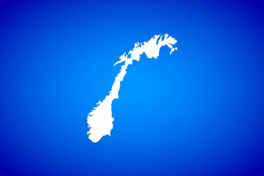 Norveç 'in mavi arkaplan tasarımı kavramında izole edilmiş beyaz harita - vektör illüstrasyonu