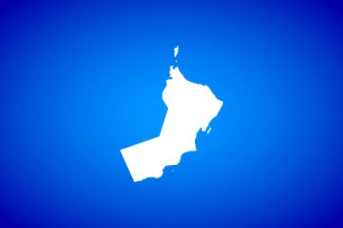 Country Umman 'ın mavi arkaplan tasarım kavramında izole edilmiş beyaz harita - vektör illüstrasyonu