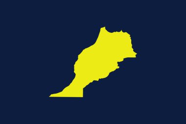 Fas Ülkesi 'nin koyu mavi arka planında izole edilmiş sarı harita - vektör illüstrasyonu