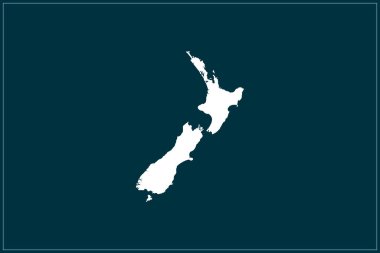 Yeni Zelanda 'nın mavi arka planında izole edilmiş beyaz renk haritası tasarımı - Vektör illüstrasyonu