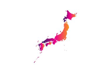 Japonya 'nın beyaz zemininde izole edilmiş renkli harita tasarımı kavramı - vektör illüstrasyonu