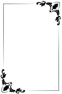 Beyaz arkaplanda izole edilmiş siyah çiçek sanatı sınır çerçeve tasarımı kavramı - vektör illüstrasyonu