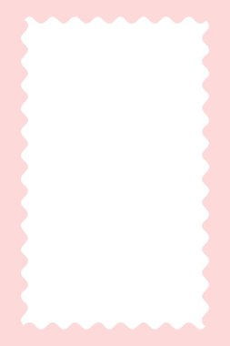 Beyaz arkaplanda izole edilmiş eğri çizgili pembe kartpostal çerçeve tasarımı kavramı - vektör illüstrasyonu