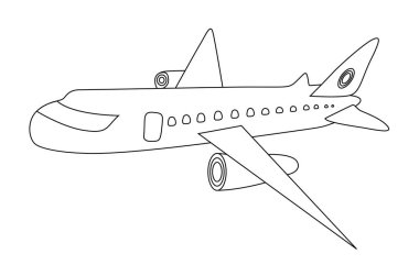 Beyaz arkaplanda izole edilmiş renk çizimini doldurmak için Çocuk Aeroplan - vektör illüstrasyonu 