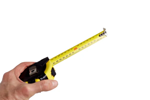 Measuring Tool Hand White Background Needed Construction — Stock Photo, Image