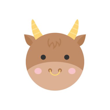 Boğa vektör çizimi. Tatlı burç simgesi yuvarlak. Boğa hayvan sembolü. İzole edilmiş.