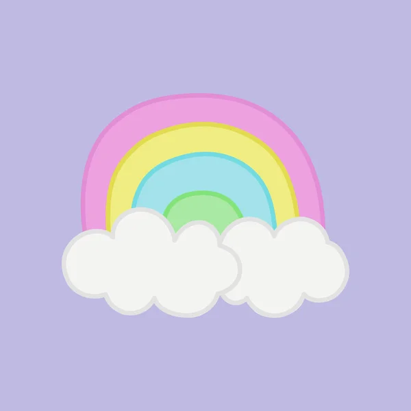 かわいい虹のベクトルイラスト 雲で虹を描く甘い手 — ストックベクタ