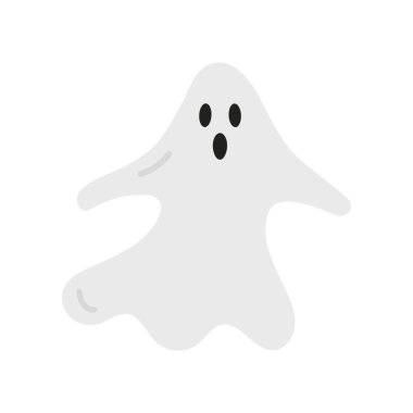 Şirin hayalet vektör çizimi. Beyaz veya gri basit ruh, cadılar bayramı simgesi.