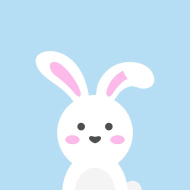 Mutlu Paskalya Tavşanı, Paskalya Tavşanı vektör çizimi, mavi arka planda izole..