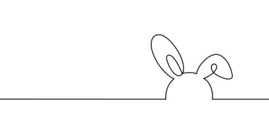 Paskalya tavşanı bir çizgi vektör çizimi. Beyaz arka planda bir tavşanın sürekli çizimi.