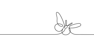 Kelebek bir çizgi vektör çizimi. Beyaz arka planda sürekli bir kelebek çizimi.