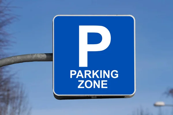 ब्लू पार्किंग जोन यातायात संकेत — स्टॉक फ़ोटो, इमेज