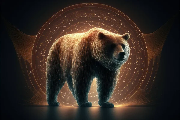 Majestic Bear Symbolizing Bear Market Cryptocurrencies Cryptocurrency Symbol Peer Peer — Stock Photo, Image