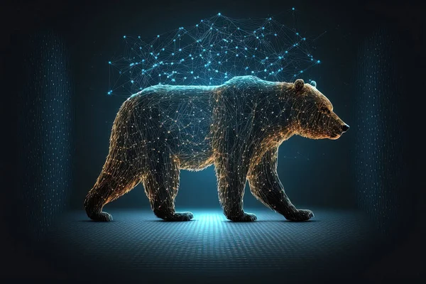Majestic Bear Coming Out Water Symbolizing Bear Market Cryptocurrencies Cryptocurrencies — Stock Photo, Image