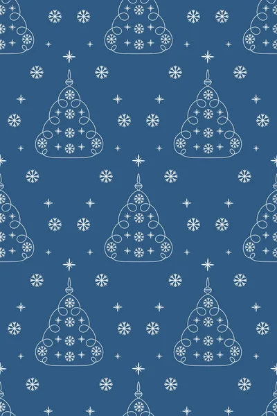 Dekoratif stil verilmiş kar tanesi süslemeli Noel ağacının vektör çizimi. Şablon. Kart.