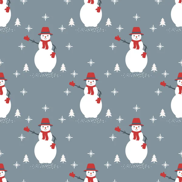 Şapkalı bir kardan adamın vektör çizimi. Tasarım, afiş, poster, el ilanı, tebrik kartı ve davetiye için evrensel sanatsal şablon. Desen