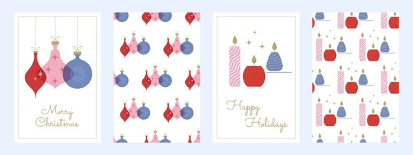 Mumlu Noel kartları ve modern minimalist tarzda Noel süslemeleri. Kartpostallar için şablon, davetiyeler, tebrikler, web, sosyal ağlar, yazıcılar.