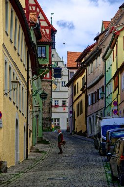 Bavyera 'nın Rothenburg şehrinde güzel bir gün..
