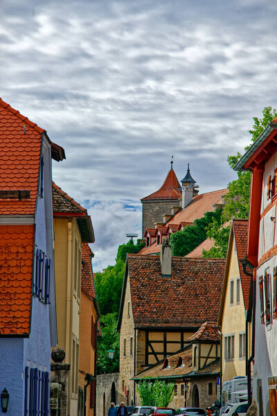 A beautiful day in the Bavarian city of Rothenburg an der Tauber.