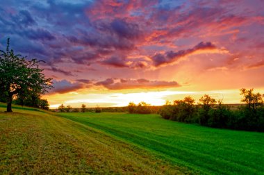Fırtınada Bavyera 'nın güzel manzaraları. 