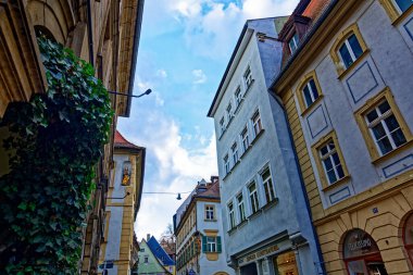 Bamberg şehrinde harika bir gün Yağmurlu bir havada.