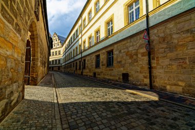 Bamberg şehrinde harika bir gün Yağmurlu bir havada.