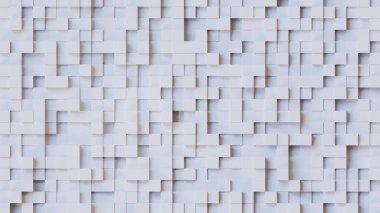 3D Futuristik Küpler beyaz arkaplan soyut geometrik mozaik ızgara kare döşeme deseni 